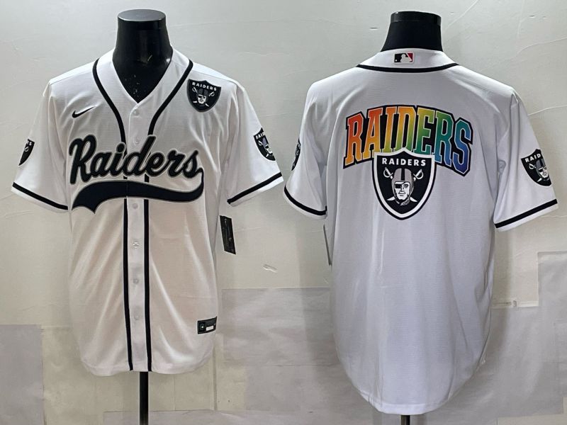 Men 2025 Nike Oakland Raiders Blank White Joint Name  Limited NFL Jersey style 047